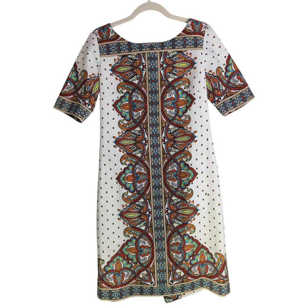 Antonio Melani Paisley Shift Dress Women Size 2 Multicolor Zip Back